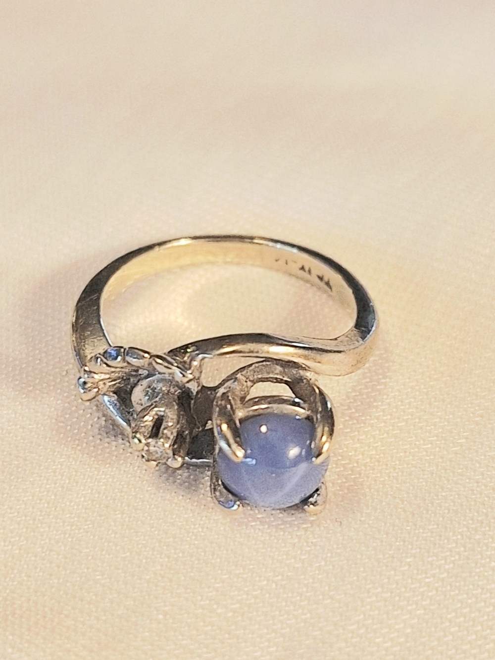 Victoria 14K White Gold Lindy Star Sapphire and Diamond Ring